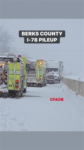 Multi-vehicle crash on Interstate 78 in Berks County, Pa during a snowy morning 1/17/26 #snowproblems #firetruck #pileup | Fire Alerts of Berks County