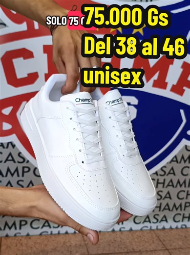 Del 38 al 46 75.000 Guaranies 👟👟Podes visitar nuestras tiendas y probar. 📌Casa Champ Central CDE (🔎0984 416511) : Estamos en el centro de CDE, sobre la avenida Eusebio ayala entre Carlos A. Lopez y Boquerón ⏱️De lunes a sábados (08:00hs a 17:00hs) 📌Casa Champ Limpio (🔎0985 353740) : En la sucursal de Supermercado Stock De Limpio ⏱️de lunes a sabados (11:00hs a 20:00hs) ⏱️Los domingos (09:00hs a 18:00hs) 📌Casa Champ San Lorenzo (🔎0981 962808) : En la sucursal de Supermercado Stock Manuel 