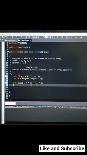 Find Missing Number in Array | Day_20 | #Java #Arrays #Coding