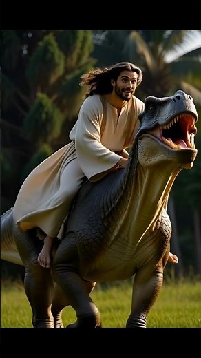 Jesus Christ riding a dinosaur #jesuschrist #jesus