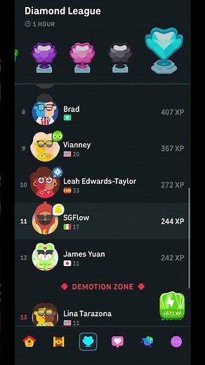 This is what the Diamond League on Duolingo looks like 💎 No one is catching Slick Ric 😂 #duolingo