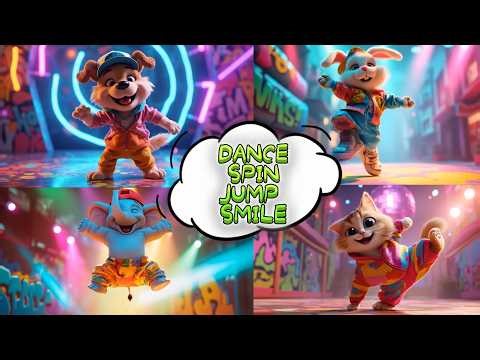 Animal Dance Party! 🐱 Dance, Spin, Jump and Smile!