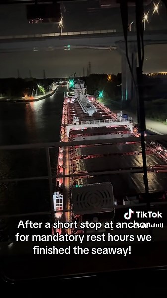 #captainslog 11/JUN/25 one complete trip through the seaway completed. We had a great trip though lucky for me I was able to do all 4 sections in one transit. This isn’t always possible if there are two licensed people onboard for the seaway. We are currently in Becancour, QC. After we finish unloading we’ll be making our way back to the lakes. #FreighterLife #greatlakesfreighter #GreatLakesShipping #ship #freighter #shiptok