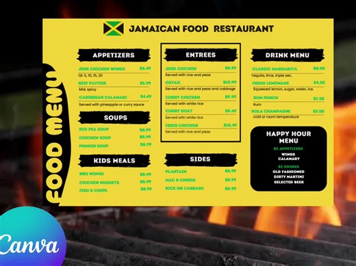 Restaurant Menu Template: Customizable 11x17 Canva Design (PDF Download) - Etsy