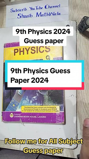 Class 9 Physics Guess Paper & Important Numerical Questions 2024