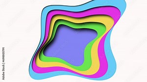 A vibrant, multilayered, computer-generated image, resembling a rainbow-colored object. It consists of stacked, colorful shapes, creating a visually striking and surreal effect Stock Video