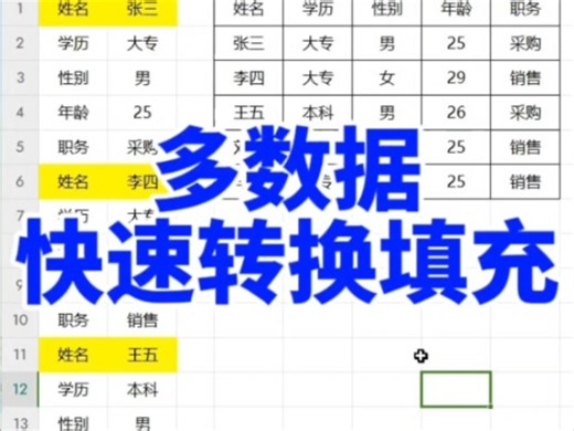 Excel多数据快速转换