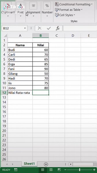 Tutorial Belajar Average di Excel