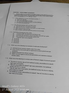 QUESTION 1: DEVELOPMENT GEOGRAPHY1.1. Various options are pro... | Filo