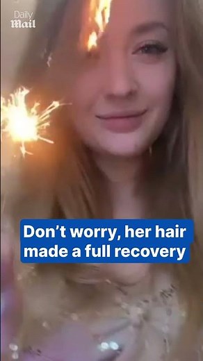 Woman’s hair catches fire