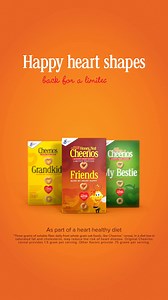 16K views · 24 reactions | Limited Edition heart shaped Cheerios are back – and can help lower cholesterol* as part of a heart healthy diet. *Three grams of soluble fiber daily from whole grain oat foods, like Cheerios cereal, in a diet low in saturated fat and cholesterol, may reduce the risk of heart disease. Specially marked Cheerios varieties provide .75 grams per serving. | Cheerios | Facebook