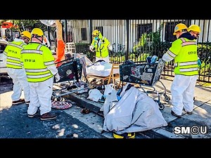 𝗖𝗜𝗧𝗬 𝗖𝗥𝗘𝗪𝗦 𝗠𝗢𝗩𝗘 𝗜𝗡: Cleanup Teams Clear Bulky Items During Venice Homeless Sweep