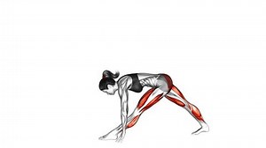 Low Lunge to Hamstring Stretch (advanced) (female). Stretching exercise. Workout animation video training guide