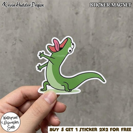 Funny Tom the Lizard Sticker, Goofy Gecko Sticker, Silly Animal Sticker, Cartoon Reptile Decal, Cute Weird Sticker - Etsy