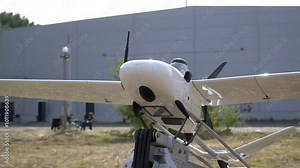 A modern Ukrainian UAV on a launcher: a drone for military reconnaissance.