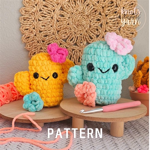 Cactus Crochet Pattern, No Sew, Amigurumi, Blooming Cactus, PDF Download, Knotsmerryyarn - Etsy