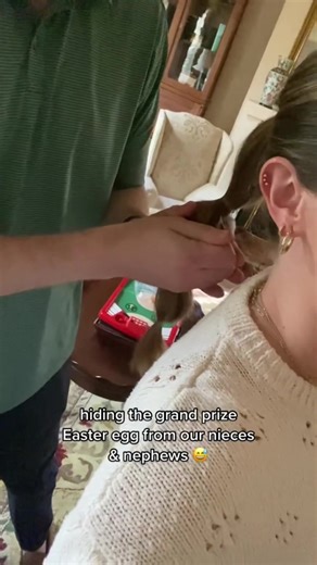 Reminder for your upcoming Easter egg hunt, this is the best hiding spot 🤭🐰 Can’t believe this is when we were just the fun aunt and uncle and now we get to hide Easter eggs for our own kiddos! #easter #easteregghunt #easteregg