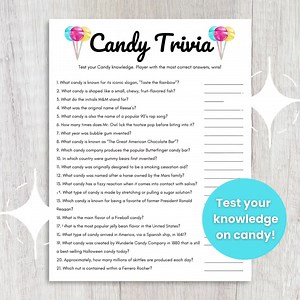 Candy Trivia Game, Printable Candy Trivia, Candy Game, Trivia Questions, Family Game Night, Trivia Night - Etsy