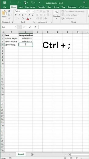 Today’s Date Shortcut in Excel
