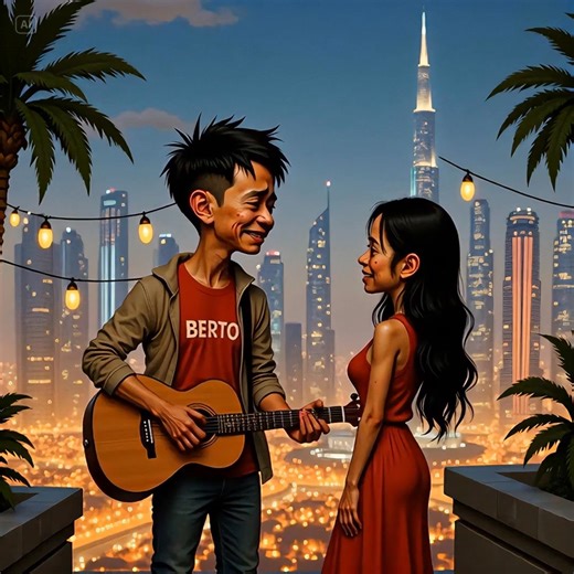 "Sa ilalim ng bituin ng Dubai, ang harana’y dinala ng hangin—malambing, mahina. ‘Ikaw at Ako’ ang awit, puso’y walang kaba, sapagkat sa lungsod ng liwanag... ikaw lang ang talagang may halaga. 💘🌆🎶" 📍 Dubai, United Arab Emirates #BertoSaSkyline #MoiraFeels #TambayanNiBerto #TagosHanggangDisyerto #LoveInDubai 💑🎤🏙️🌙🇦🇪 | Tambayan Ni BERTO Pilipinas