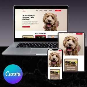 Canva Dog Website Template With Earthy Tones Plus Bold Design, Mobile-ready Layout for Pet Businesses Groomers Trainers Dog Services - Etsy