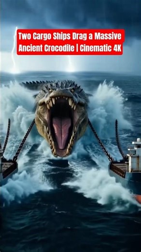 Two Cargo Ships Drag a Massive Ancient Crocodile | Cinematic 4K #4kvideo #aianimation