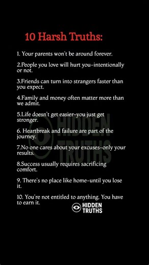 10 Harsh Truths About Life You Must Accept #LifeTruths #Motivation #Reality #selfimprovement