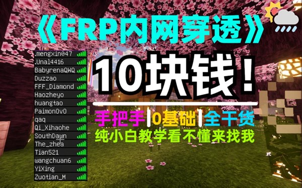樱花联机太卡？教你低成本搭建内网穿透与小伙伴联机我的世界！独享带宽低延迟拒绝网络丢包，获得淋漓尽致的游戏体验！