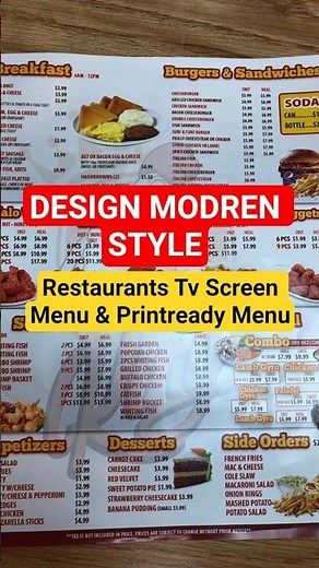 Design Restaurat Tv Menus (Static & Animated) How to Make Restaurant Food Menu