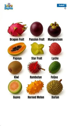 Exotic Fruit Names in 30 Seconds 🥝 | Learn English Vocabulary Fast