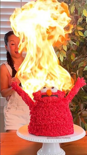 FIRE ELMO CAKE! (With real fire! 🔥)