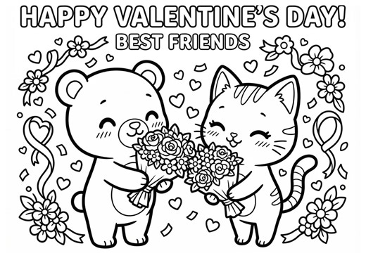 Valentine Coloring Pages | 10 Cute Printable Pages - Etsy