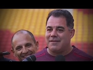 Carl Barron pretends to be Mal Meninga's second head