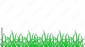 2D animation of green grass grow and moving slowly against white background. Windy waving grass. Animated loop of isolated grass used in kids cartoons, animated youtube videos or movies. 4k Resolution