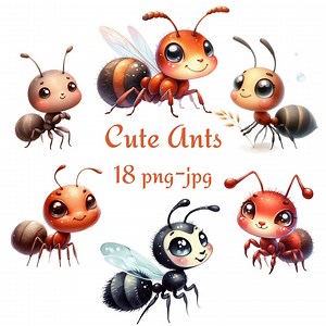 18 Cute Ants Clipart, Watercolor Cute Little Spring Insects Clipart, Watercolor Cute Ants High Quality 300 Dpı PNG JPG Clipart - Etsy