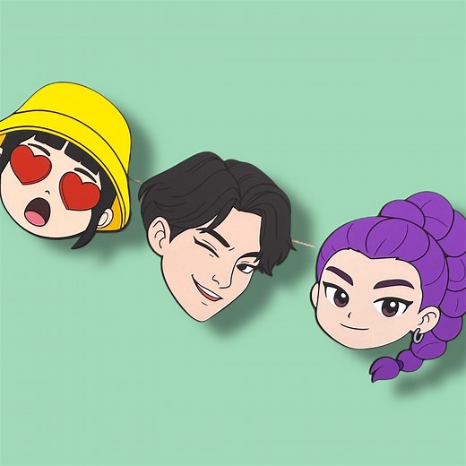 Kpop Hunter Garland Banner - Cartoon Face Party Decor - Birthday Wall Decoration - Etsy