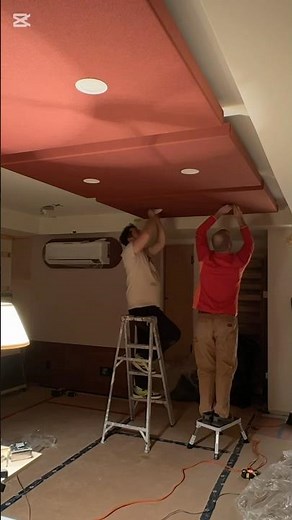 Installing Acoustic Panels with LED Potlights #music #studio #diy