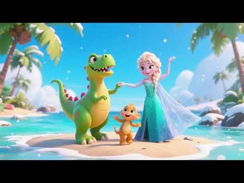 Elsa & Baby Dino Dancing on Island 💃🦖 | Fun Kids Song