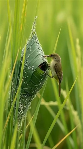 Tailor Bird That Sews Leaves 🧵 Amazing Bird Nest Secret #shorts