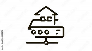 remote work server Icon Animation. black remote work server animated icon on white background