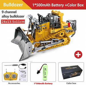 9 Channel Remote Control Bulldozer RC Excavator Dumper Car 2.4G Remote Control Engineering Vehicle Crawler Truck Bulldozer Toys for Boys Kids Christmas Gifts