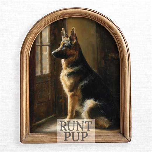 Vintage German Shepherd Portrait - Moody Dog Wall Art Print, GSD Painting, Instant Digital Download - Etsy