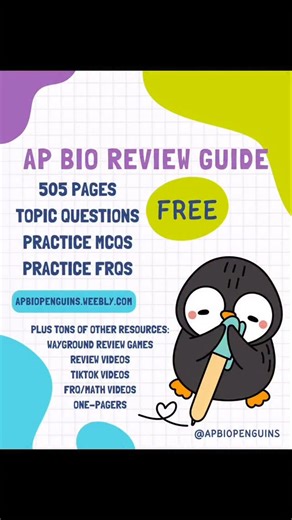 AP Biology Review on Instagram: "If you are taking AP Bio, check out the FREE AP Bio Review Guide. There’s a pacing guide to help you work through it with minimal stress as you do a little a day. Best wishes ❤️🤓🐧 #apbio #apbiology #highschool #apexams2026 #studywithme"