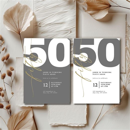 50th Birthday Invitation I Milestone Party Invite I Printable Canva Card I Instant Download - Etsy