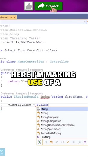 Form Submit (Post) Example in ASP.Net Core #shorts #information