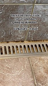 Og så skal jeg da ellers lige love for, at jeg kom 100 % i mål, og stod måbende tilbage. Ærligt. Jeg havde faktisk opgivet “Situation gummifuge med mug” og troede ikke det var muligt. Produktet her er for vild. Og her får du min opskrift: 1: Spray Mug og Skimmelrens på 2: Lad det virke i 4 - 9 min. 3: Skrub let med svamp eller børste 4: Skyl med vand Og ja, det er præcist lige så nemt som det lyder og som det ser ud. Mine resultater taler helt for sig selv. >> FIND MUG OG SKIMMELRENSEPAKKEN PÅ W