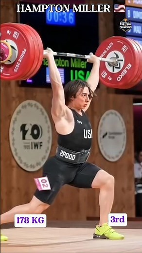 🏋️‍♂️ Hampton Miller 178kg Clean & Jerk 🥉 | IWF 2025 #shorts #weightlifting #iwf #trending #viral