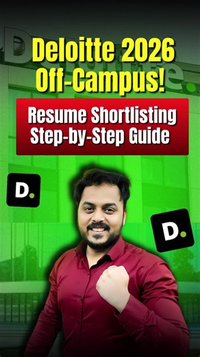 Campusmonk | Coding | Apti | Career on Instagram: "📢 Deloitte Updated 2026 OFF-CAMPUS Resume Shortlisting (Step-by-Step) Most candidates get rejected at Deloitte before the test even starts — and the reason is simple: they don’t understand how the resume shortlisting system actually works. Here’s the exact step-by-step process Deloitte follows in 2026 👇 ✔ Resume parsing by ATS ✔ Skill-keyword matching ✔ Project & internship weightage ✔ Academic + eligibility filters ✔ Final shortlisting logic 