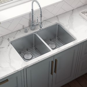 Ruvati 31-inch Undermount Kitchen Sink 50/50 Double Bowl 16 Gauge Stainless Steel - RVM5099 - Ruvati USA