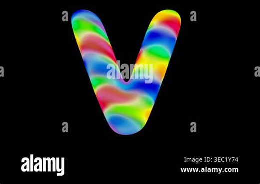 Colorful abstract letter v against black background Stock Video Footage - Alamy